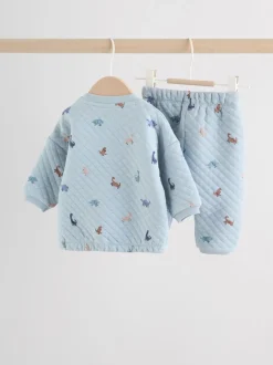 Bleu imprimé dinosaure - Ensemble sweat matelassé et survêtement Bébé (0mois à2ans)