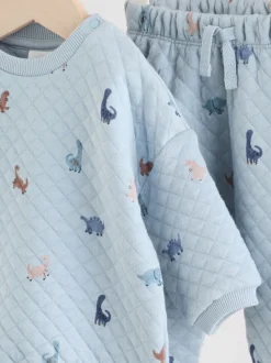 Bleu imprimé dinosaure - Ensemble sweat matelassé et survêtement Bébé (0mois à2ans)