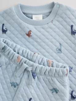 Bleu imprimé dinosaure - Ensemble sweat matelassé et survêtement Bébé (0mois à2ans)