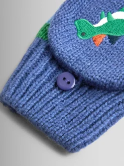 Bleu imprimé dinosaure - Mitaines JoJo Maman Bébé doublées de polaire