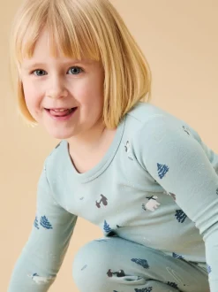 Bleu imprimé ski - MORI Ensemble de Pyjamas super doux 2 pièces