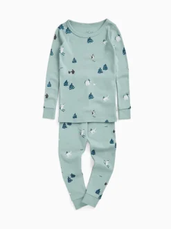 Bleu imprimé ski - MORI Ensemble de Pyjamas super doux 2 pièces