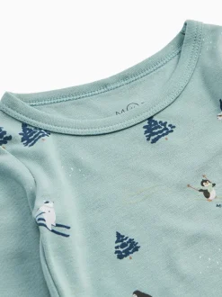 Bleu imprimé ski - MORI Ensemble de Pyjamas super doux 2 pièces