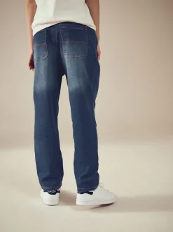 Bleu indigo - Jeans extensibles à taille élastique (3-16ans)