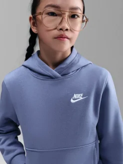 Bleu indigo du monde - Sweat à capuche Nike Club en polaire à enfiler