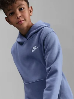 Bleu indigo du monde - Sweat à capuche Nike Club en polaire à enfiler