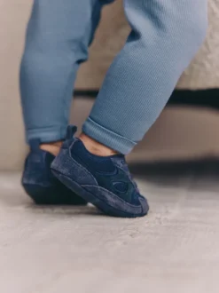 Bleu marine - Baskets à enfiler à lacets élastiques bébé (0-2mois)