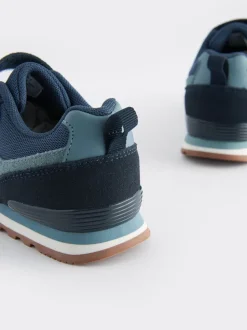 Bleu marine - Baskets à lacets élastiques à une bride