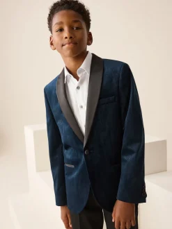 Bleu marine - Blazer en velours texturé (3-16ans)