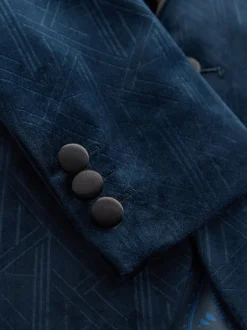 Bleu marine - Blazer en velours texturé (3-16ans)