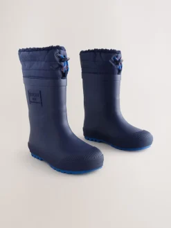 Bleu marine - Bottes en caoutchouc fourrées