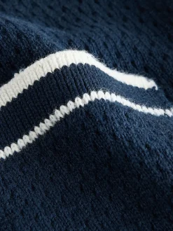 Bleu marine - Ensemble polos et shorts texturés en maille à col révéré (3mois-10ans)