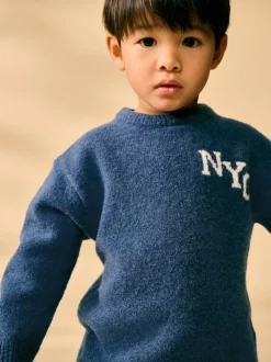 Bleu marine - Ensemble tricoté NYC Varsity Pull et Joggers (3mths-7yrs)