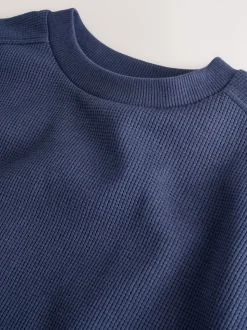 Bleu marine - Ensemble t-shirt et short texturé Manchester Courts (3-16ans)