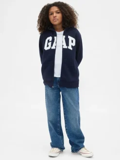Bleu marine - Gap Logo Sherpa-Lined Zip Hoodie (4-13yrs)