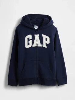 Bleu marine - Gap Logo Sherpa-Lined Zip Hoodie (4-13yrs)