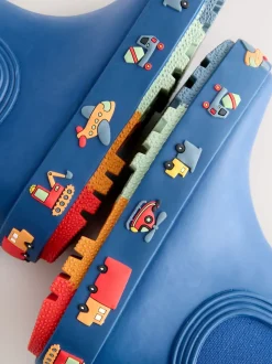 Bleu marine à motif camions - Bottines en caoutchouc