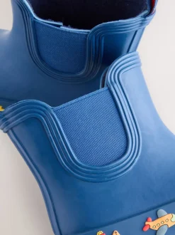 Bleu marine à motif camions - Bottines en caoutchouc