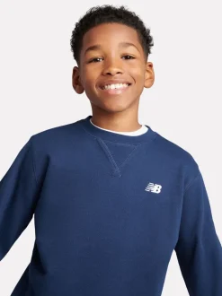 Bleu marine - New Balance Kids Français Terry Petit logo Col rond 100% Cotton Chandail