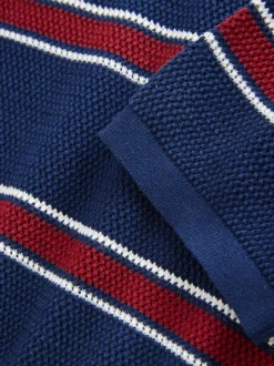 Bleu marine - Polo rayé en maille 100 % coton à manches courtes ( 3 - 16 ans)