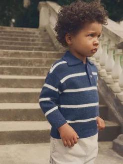 Bleu marine - Polo Rayure à manches longues (3mths-7yrs)