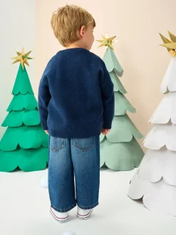 Bleu marine - Pull de Noël en maille (3 mois-7 ans)