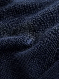 Bleu marine - Pull en maille col rond en coton (3-16ans)