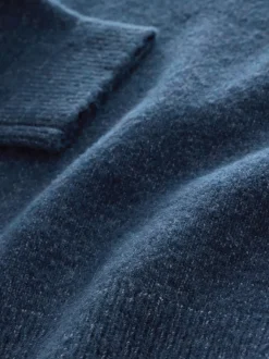 Bleu marine - Pull en maille à col zippé (3-16 ans)