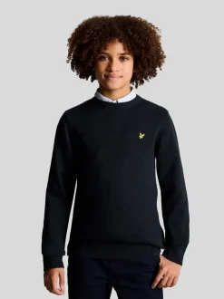 Bleu marine - Pull Lyle & Scott Garçons en maille à Col rond