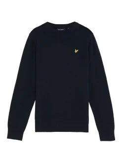 Bleu marine - Pull Lyle & Scott Garçons en maille à Col rond
