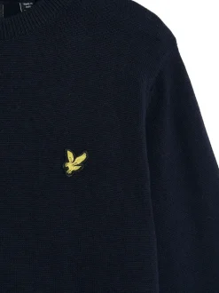 Bleu marine - Pull Lyle & Scott Garçons en maille à Col rond