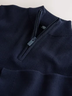 Bleu marine - Pull quart de zip (3-16ans)