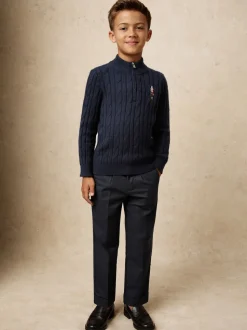 Bleu marine - Pull Reiss Nollaig à col zippé casse-noisettes en laine mélangée