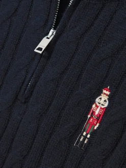 Bleu marine - Pull Reiss Nollaig à col zippé casse-noisettes en laine mélangée