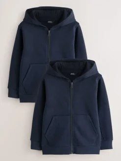 Bleu marine - Sweat à capuche zippé (3-16ans)