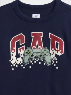 Bleu marine - Sweat-shirt graphique Gap à col rond (4-13ans)