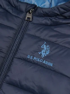 Bleu marine - U.S. Polo Assn. Veste matelassée à capuche avec visière