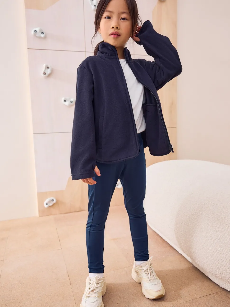 Bleu marine - Veste polaire zippée avec poches (3-16ans)