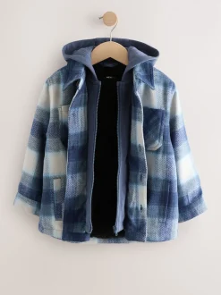 Bleu marine - Veste-chemise à carreaux à capuche doublée Borg (3-16ans)