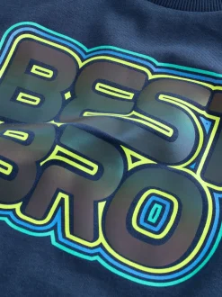 Bleu marine Best Bro - T-shirt imprimé graphique à manches courtes coupe régulière (3-16ans)