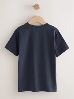 Bleu marine Digi Happy Face - T-shirt imprimé régulier à manches courtes (3-16ans)