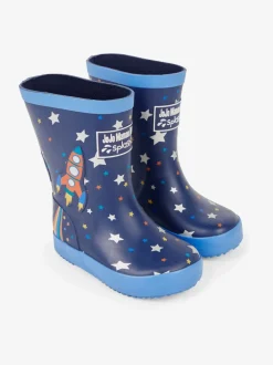 Bleu marine motif fusée - Bottes de pluie JoJo Maman Bébé unies