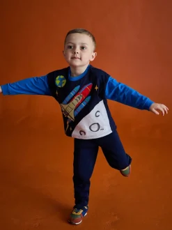 Bleu marine motif fusée - Ensemble 2pièces haut et legging JoJo Maman Bébé