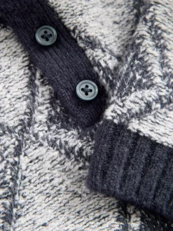 Bleu marine motif losanges - Pull polo en maille (3mois-7ans)