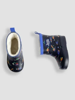 Bleu marine motif pelleteuse - Bottes de bien-être JoJo Maman Bébé courtes doublées et confortables