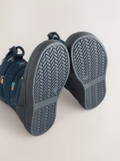 Bleu marine motif transport - Bottes/Bottines matelassées doublées™ thermiques et imperméables