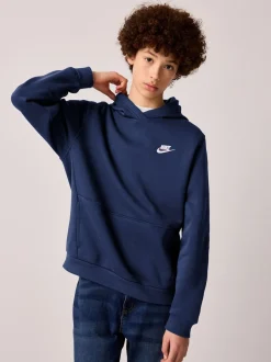 Bleu marine nocturne - Sweat à capuche Nike Club en polaire à enfiler