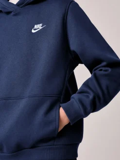 Bleu marine nocturne - Sweat à capuche Nike Club en polaire à enfiler
