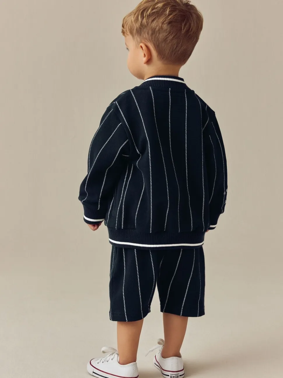 Bleu marine rayé - Ensemble veste et short Letterman en jersey 100% coton (3mois -7ans)