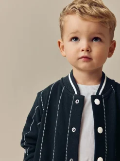 Bleu marine rayé - Ensemble veste et short Letterman en jersey 100% coton (3mois -7ans)